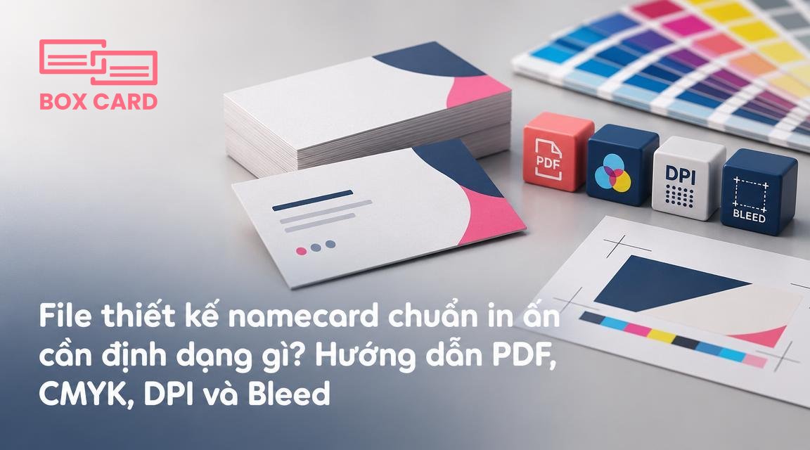 File thiết kế namecard chuẩn in ấn cần định dạng gì? Hướng dẫn PDF, CMYK, DPI và Bleed